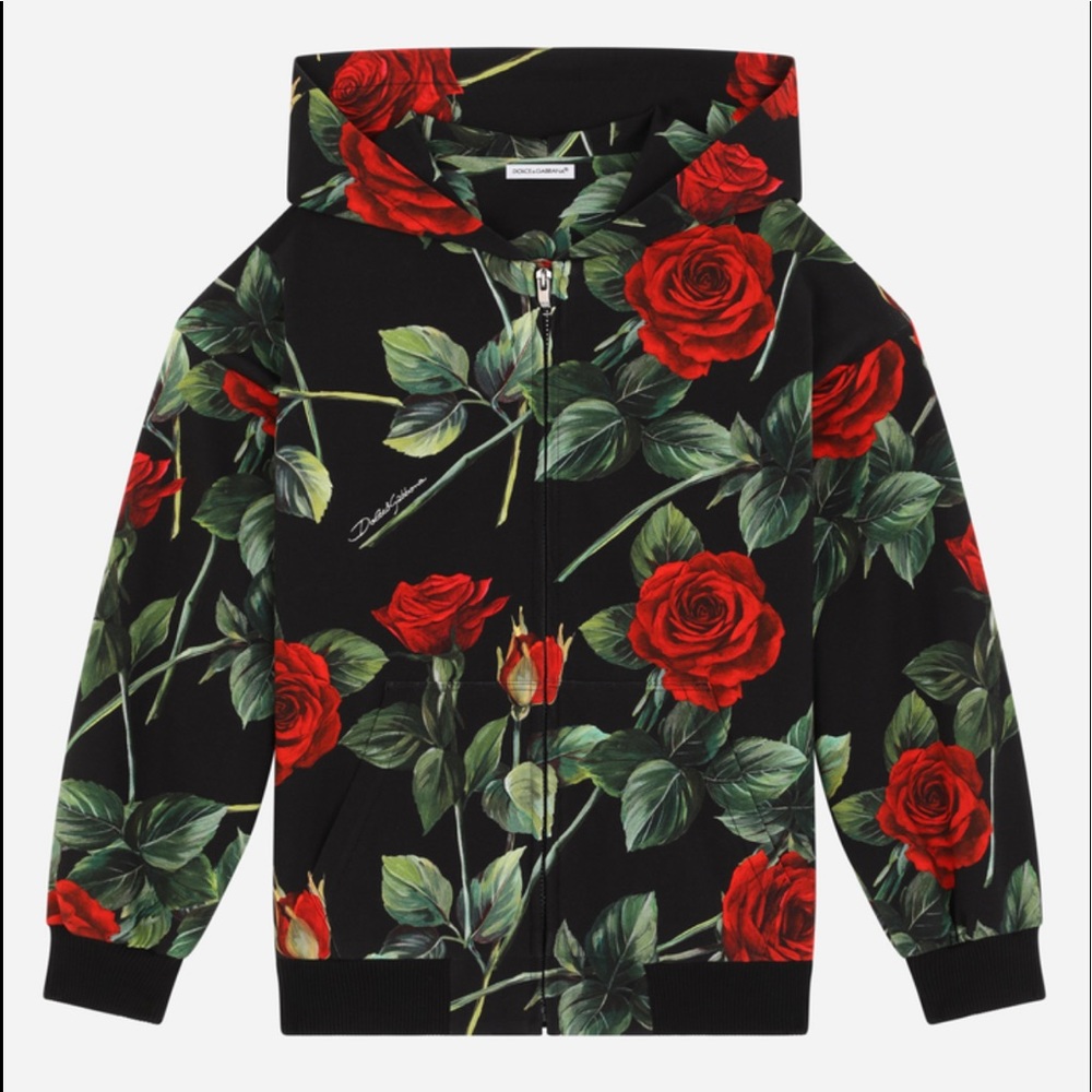 Children’s Dolce & Gabbana Interlock Hoodie with Rose Print